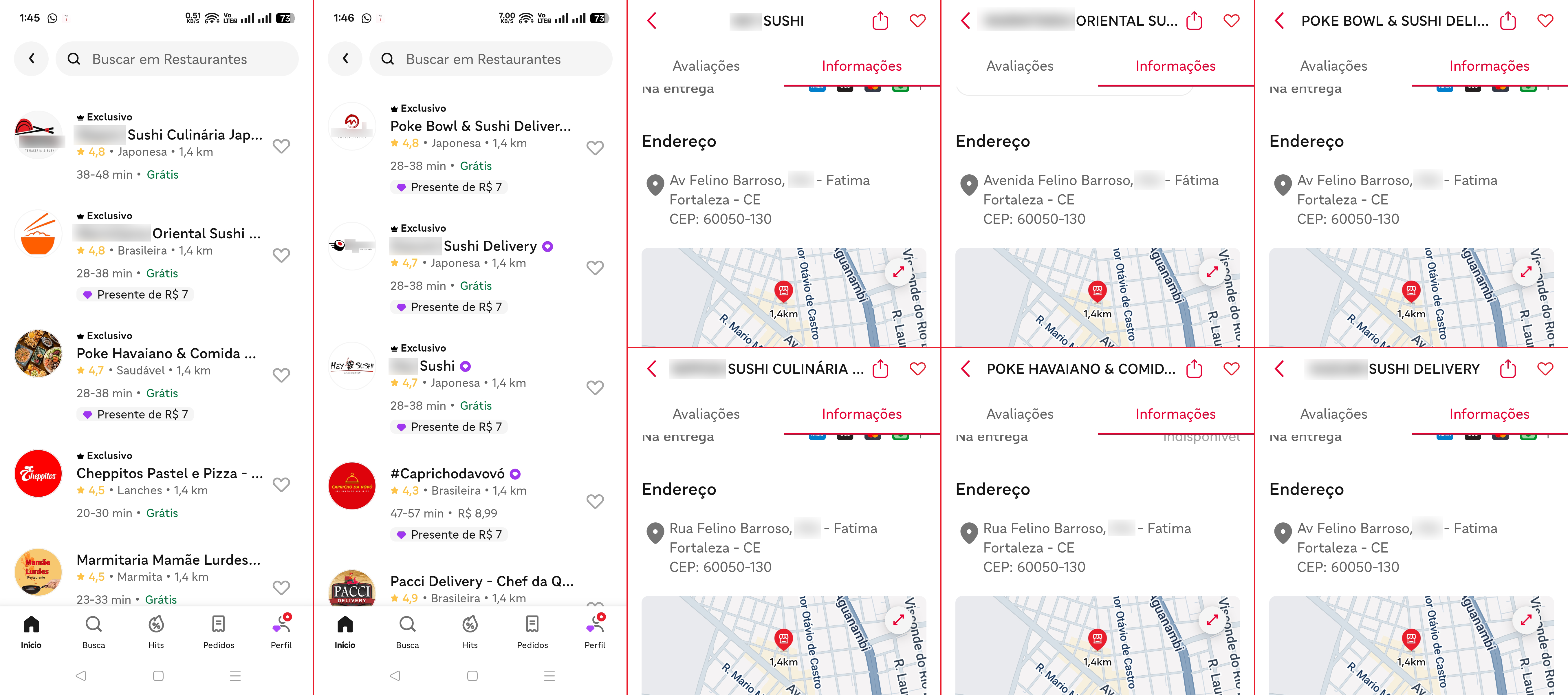 Restaurantes japoneses clonados no iFood