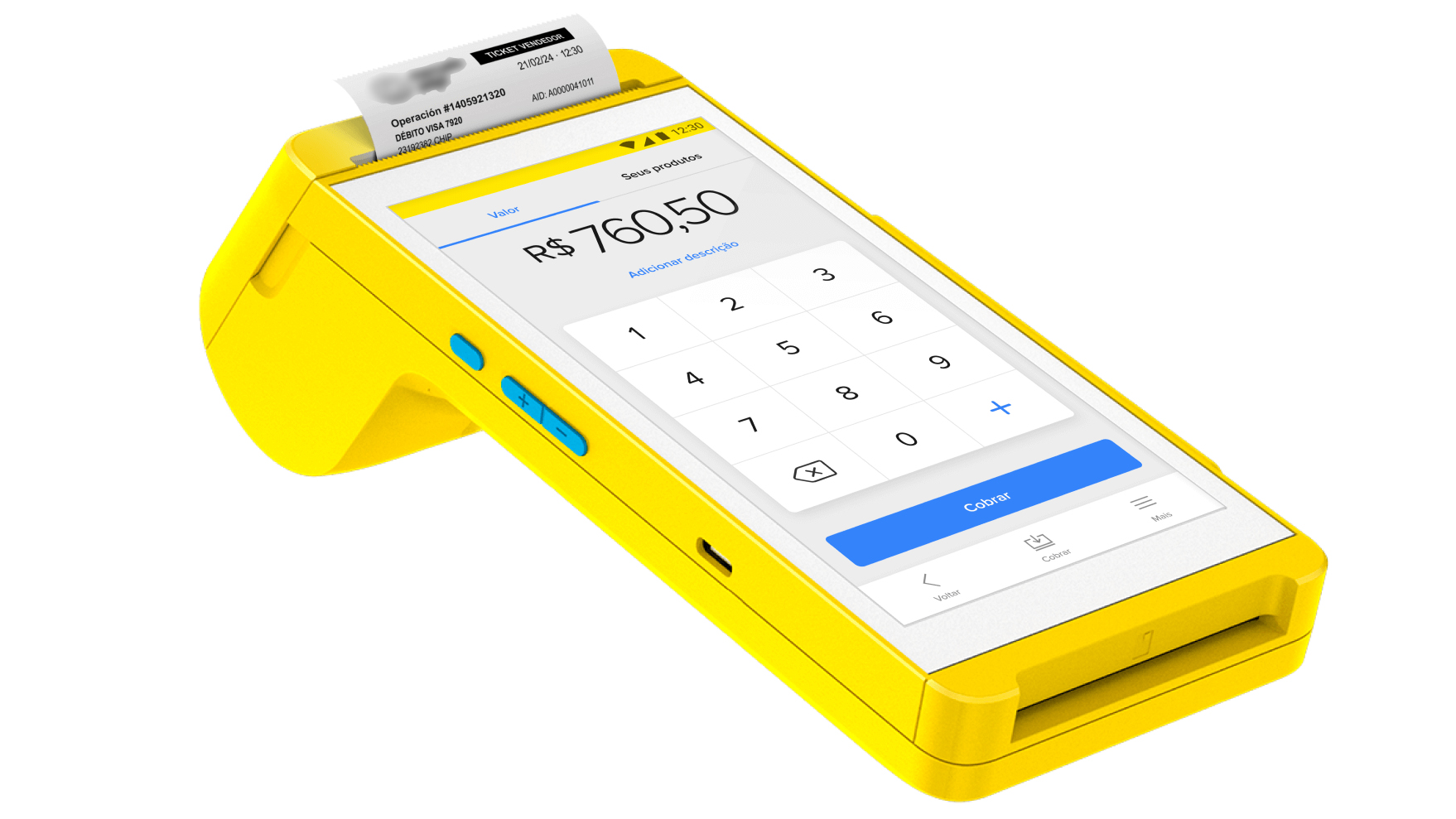Máquina de cartão apenas com tela touch, sem teclado